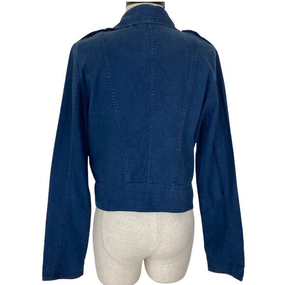 Lucky Brand linen utility jacket, women's blue size medium, zip front - Picture 4 of 9